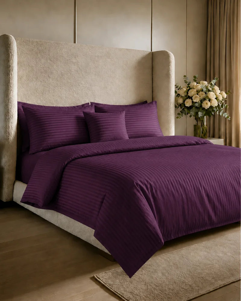 Dark Violet Stripe Quilt Cover Set – 7 Pcs