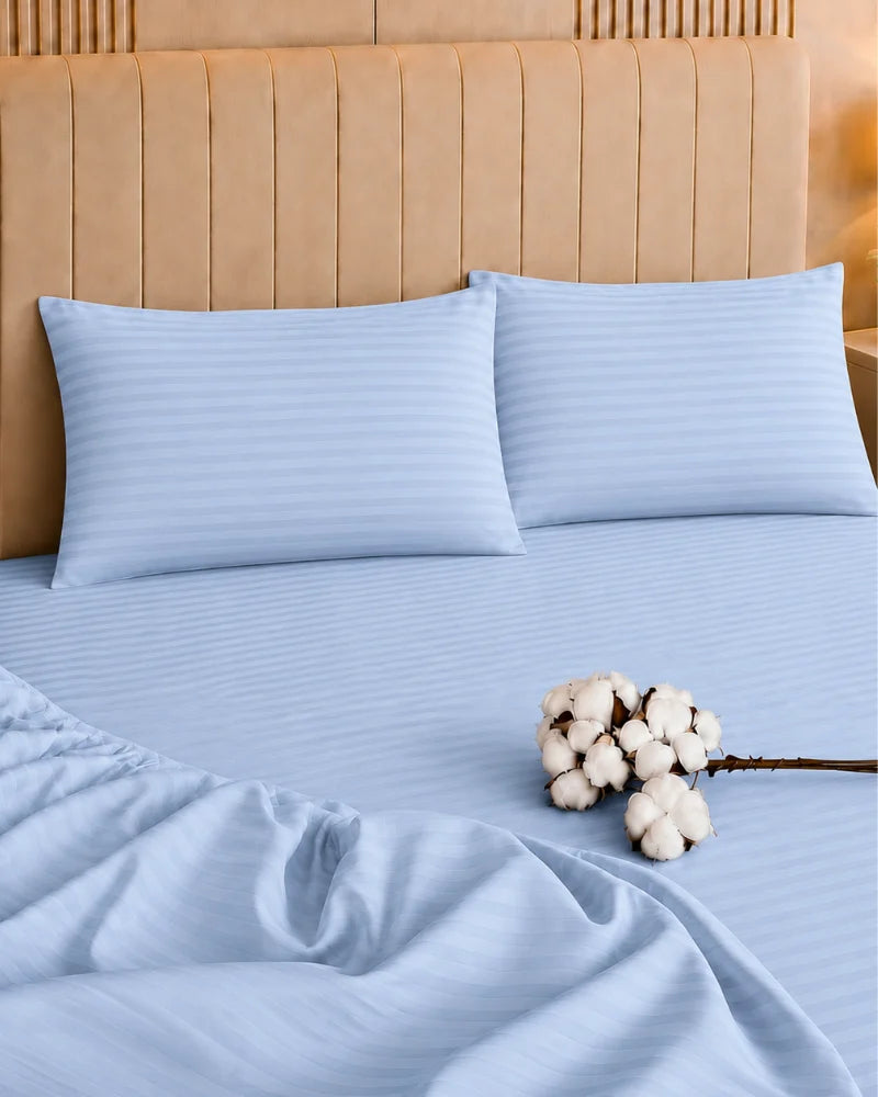 Sky Blue Stripe Quilt Cover Set – 7 Pcs