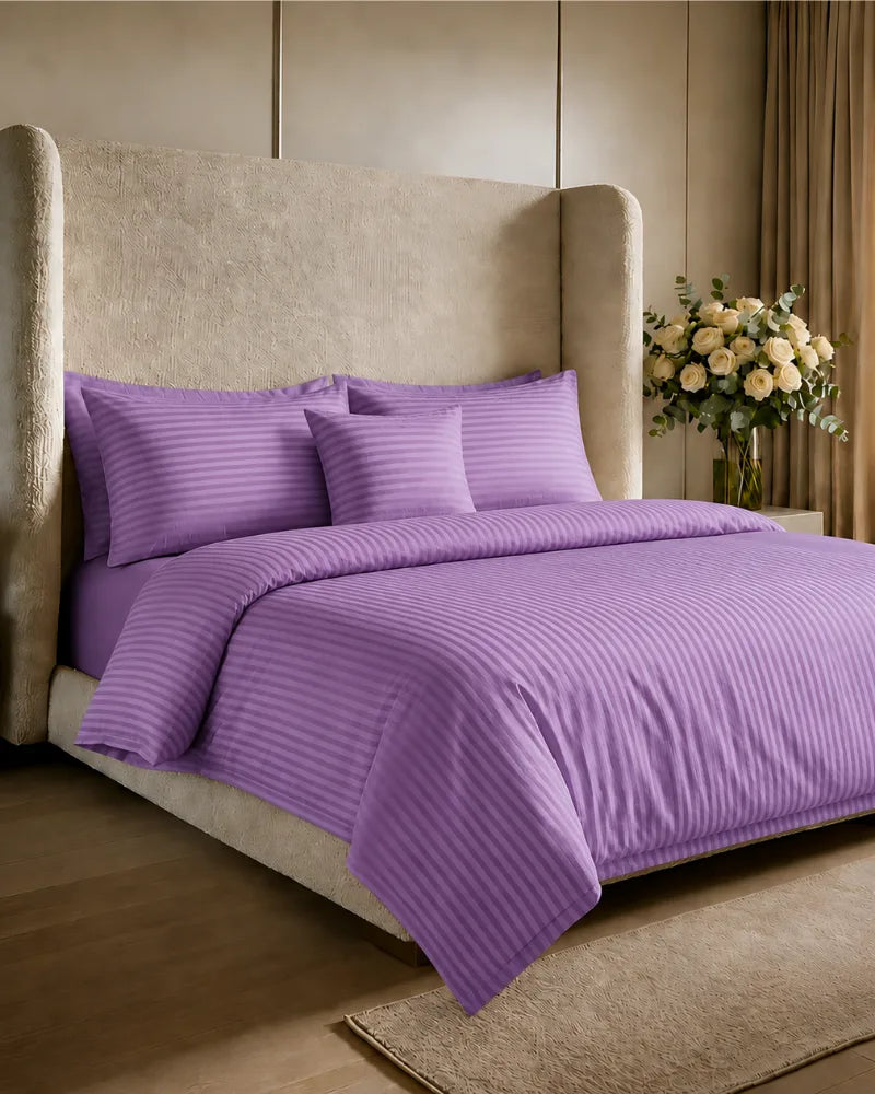 Lavender Stripe Quilt Cover Set – 7 Pcs