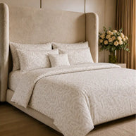 Leaf Pattern Satin Reversible Quilt Cover Set – 7 Pcs