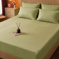 Light Green Stripe Bedsheet Set – 5 Pcs