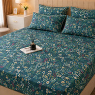 Teal Motif Cotton Bedsheet Set – 5 Pcs