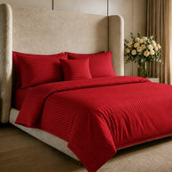 Premium Red Stripe Quilt Cover Set – 7 Pcs