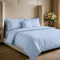 Sky Blue Stripe Quilt Cover Set – 7 Pcs