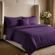 Dark Purple Stripe Quilt Cover Set – 7 Pcs