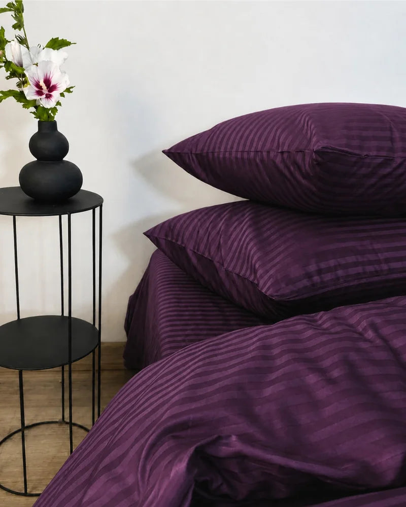 Dark Violet Stripe Quilt Cover Set – 7 Pcs