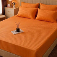 Dark Mustard Stripe Bedsheet Set – 5 Pcs