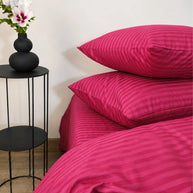 Dark Pink Stripe Quilt Cover Set – 7 Pcs