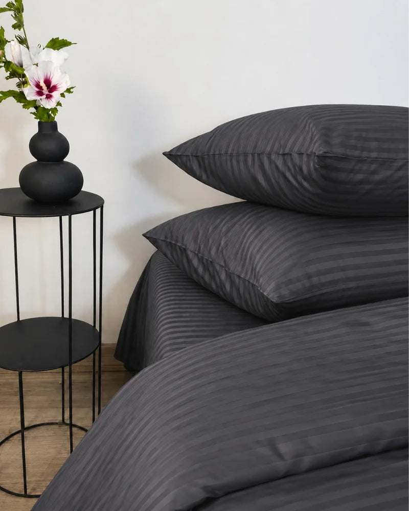Dark Gray Stripe Quilt Cover Set – 7 Pcs