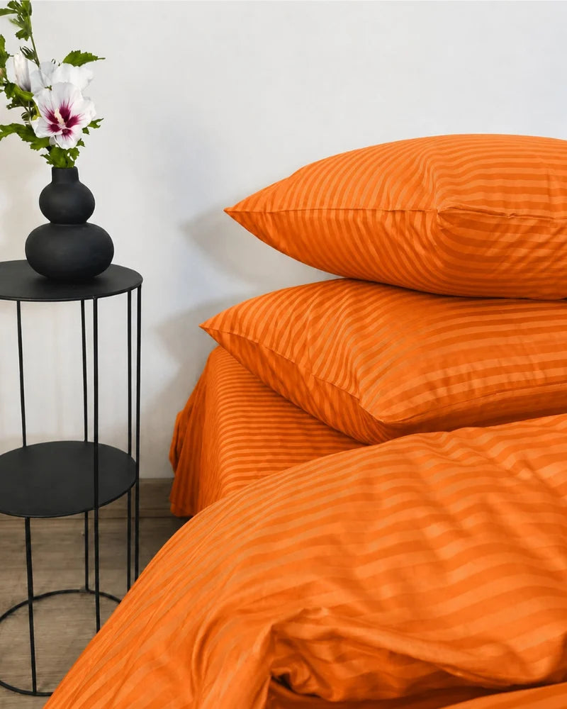 Ultra Soft Orange Stripe Quilt Cover Set – 7 Pcs