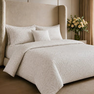 Leaf Pattern Satin Reversible Quilt Cover Set – 7 Pcs