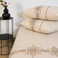 Ivory Embroidered Cotton Bedsheet Set – 5 Pcs